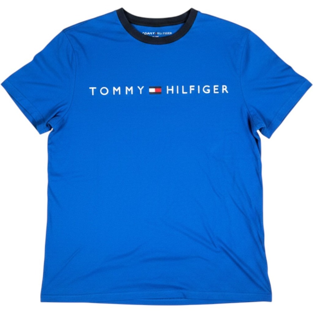 Tommy Hilfiger T-Shirt Women Small Blue Logo Crew Neck Short Sleeve Casual Tee